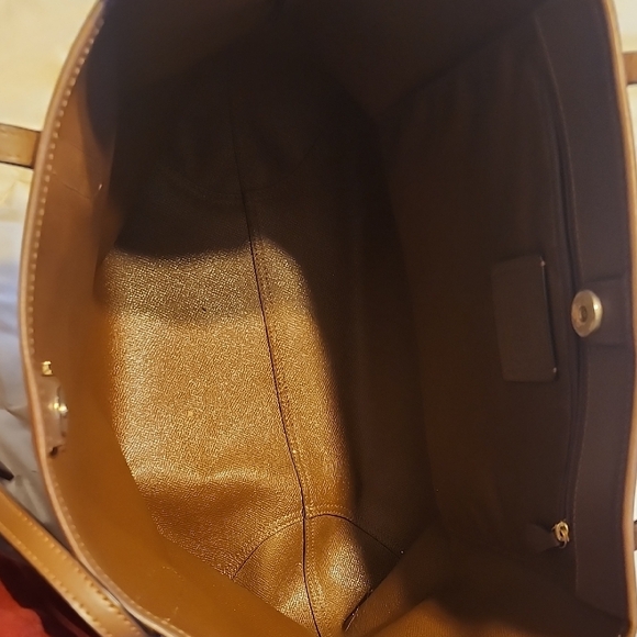 Coach Tan and Brown Signature Tote - Picture 4 of 5